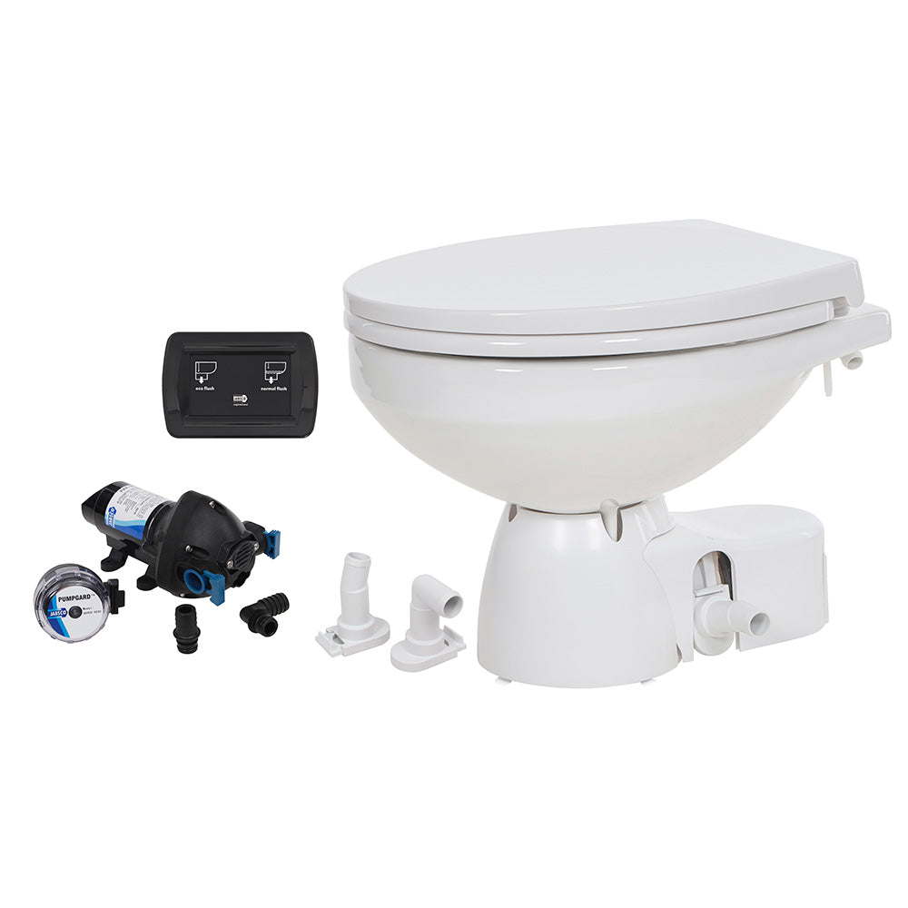 Jabsco Quiet Flush E2 Raw Water Toilet Regular Bowl 24V Soft Close Lid 382454194RSP