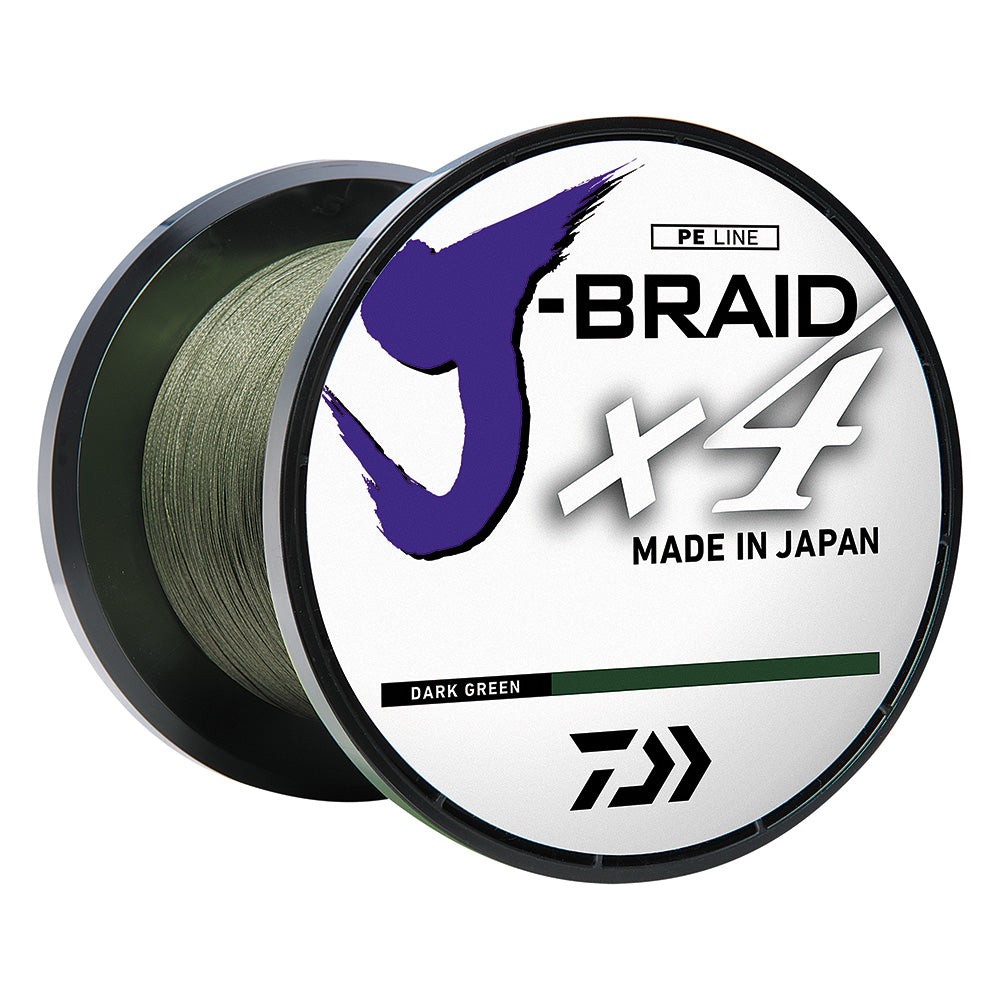 Daiwa JBRAID x4 Braided Line 65 lbs 300 yds Dark Green JB4U65300DG