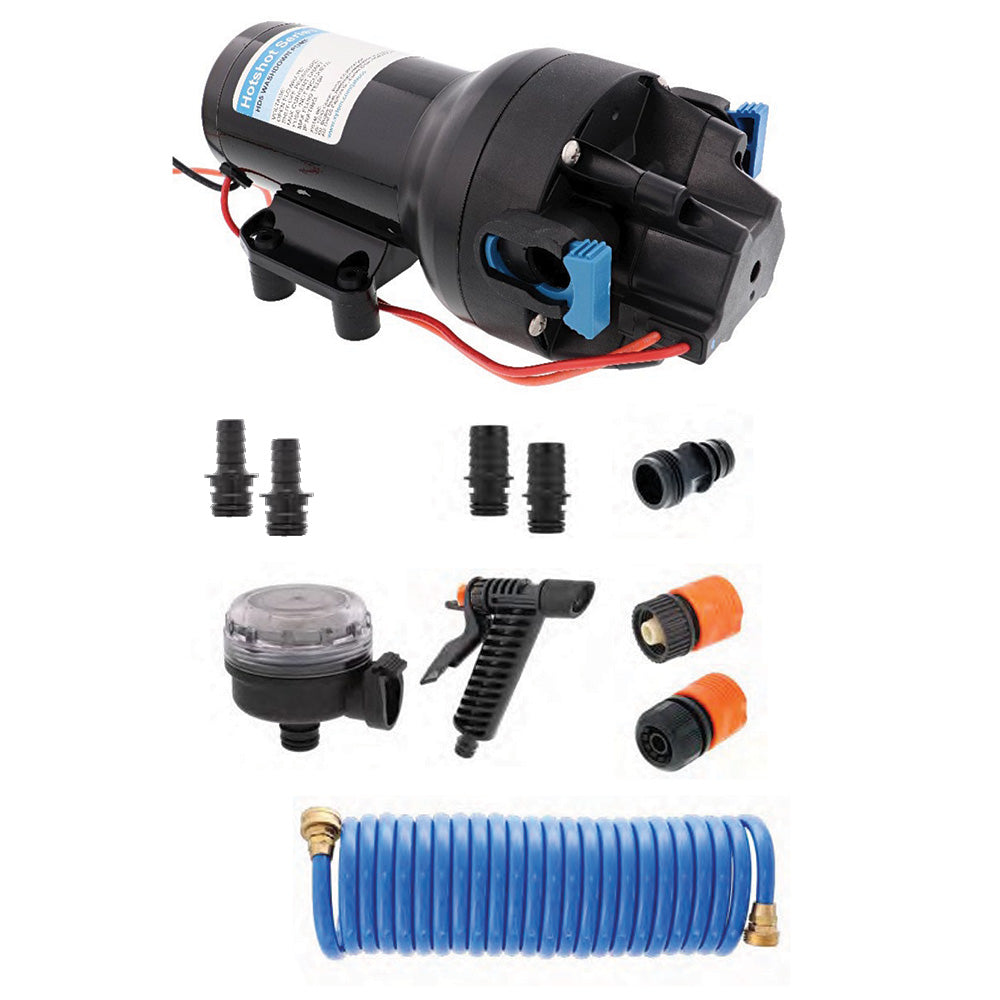 Jabsco HotShot HD5 Heavy Duty Washdown Pump Kit w25 HoseCoil 12V 5GPM 70PSI P501J119N4A