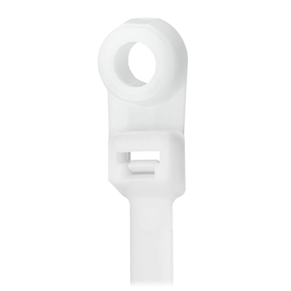 Pacer 8 Cable Tie wMounting Ring Natural Color 50lb Tensile Strength 2 Bundle Diameter 100 Piece Bag CTMR2S100