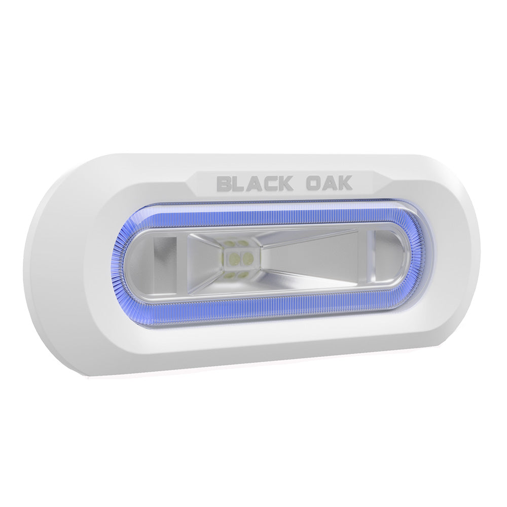 Black Oak Low Pro Marine Spreader Light Flush Mount White Housing Blue LED MLPSFB