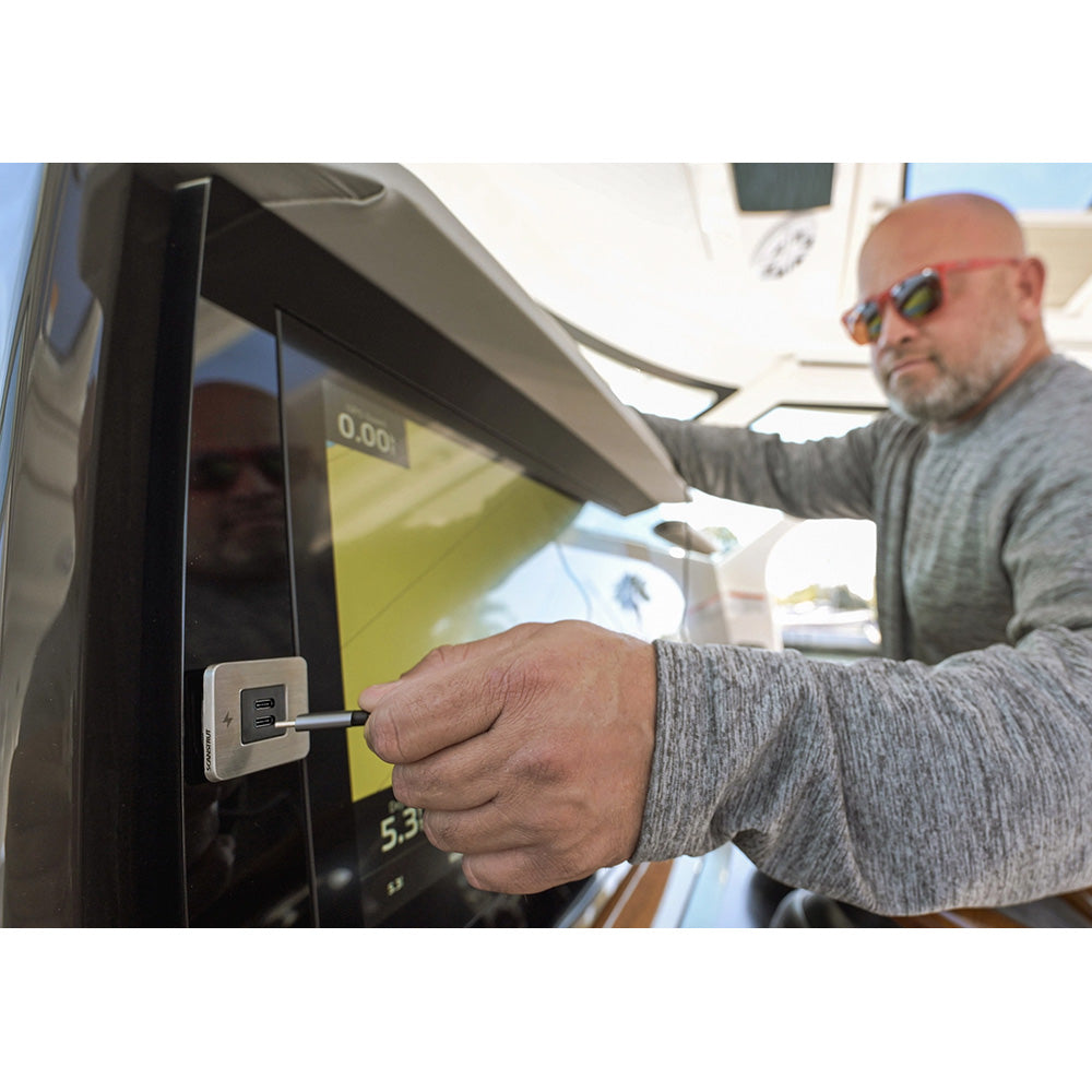 Scanstrut TILE USBC Interior Charging Socket 1224V Stainless Steel Bezel SCTILE21