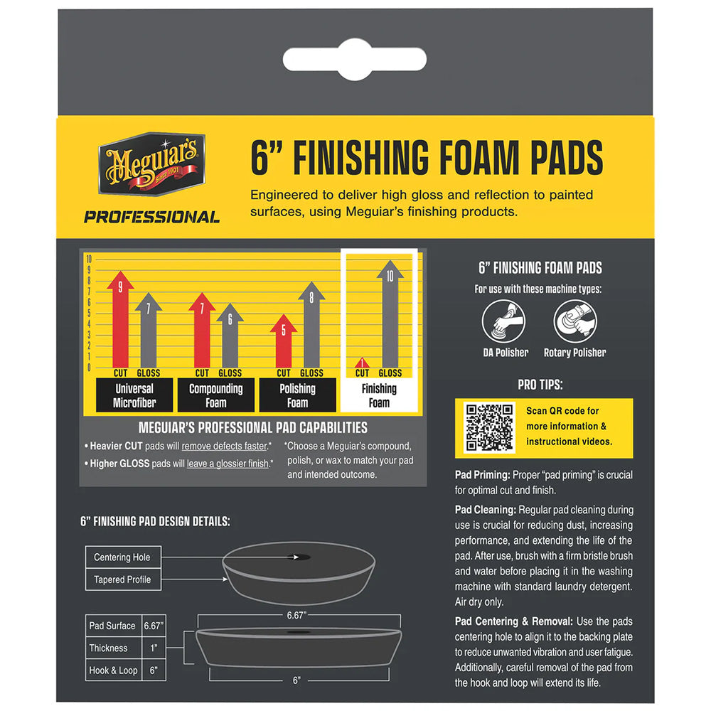 Meguiars Professional 6 Foam Finishing Pads 2Pack M6FFP2