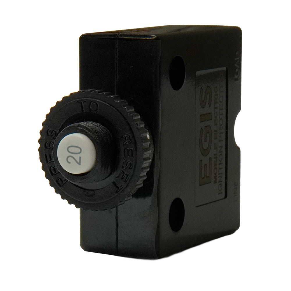 Egis 20A Push Button Panel Mount Circuit Breaker Spade Terminal 471120