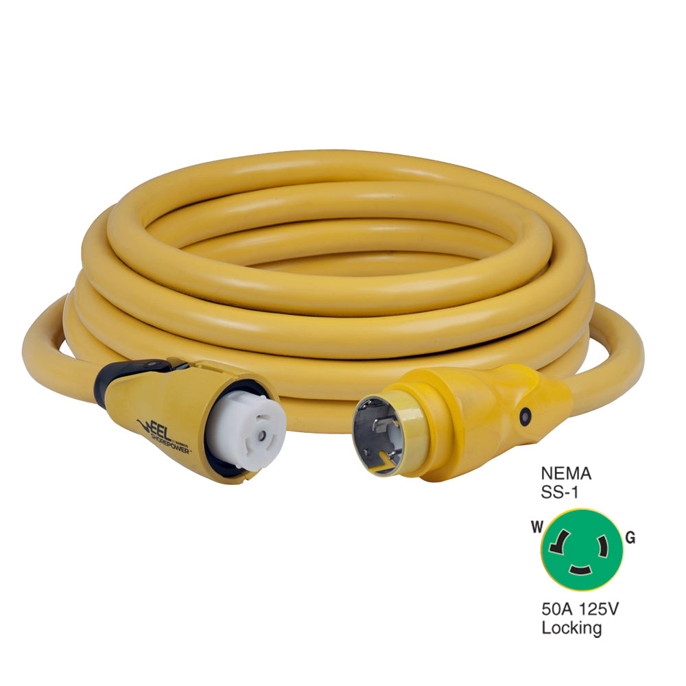 Marinco CS50325 EEL 50A 125V Shore Power Cordset 25 Yellow CS50325