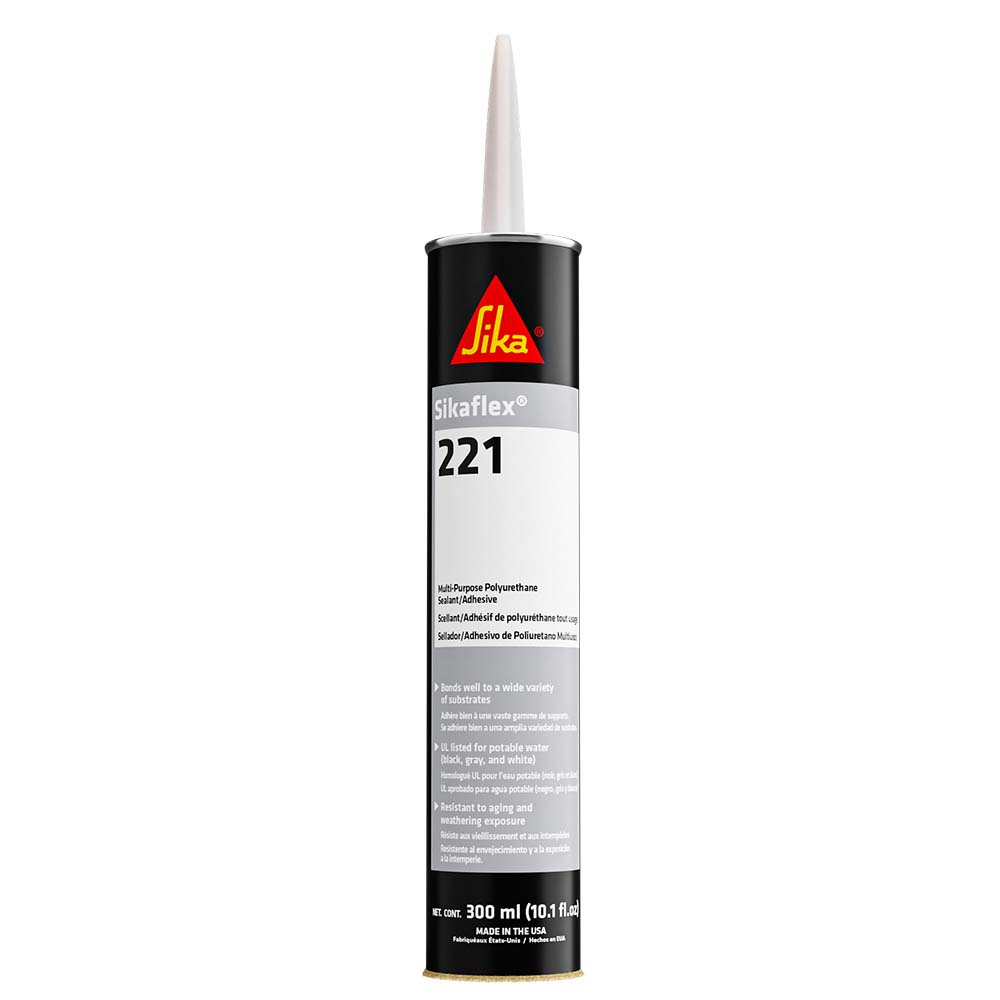 Sika Sikaflex 221 MultiPurpose Polyurethane SealantAdhesive 103oz300ml Cartridge Aluminum Gray 90892