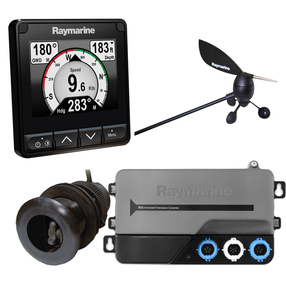 Raymarine i70s System Pack wColor Instrument Wind DST Transducers iTC5 and STng Backbone T70216