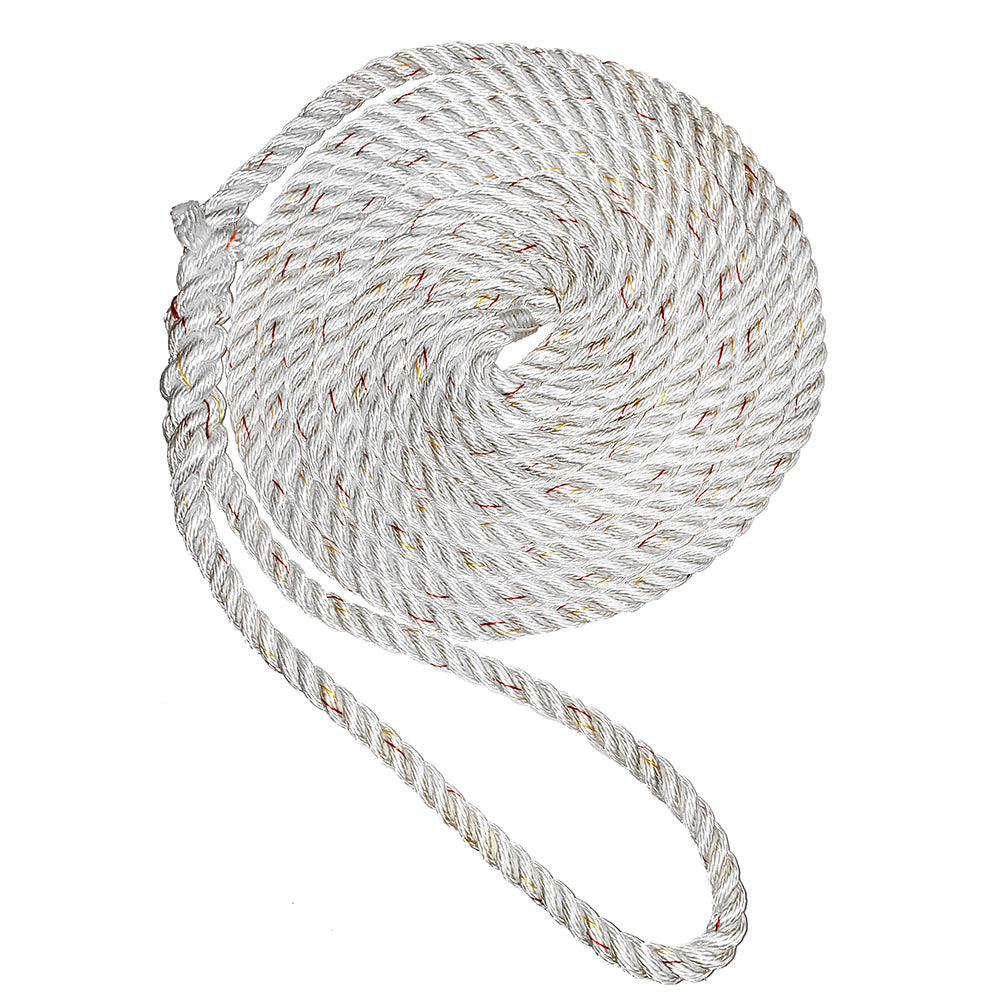 New England Ropes 58 Premium 3Strand Dock Line White wTracer 15 C60502000015