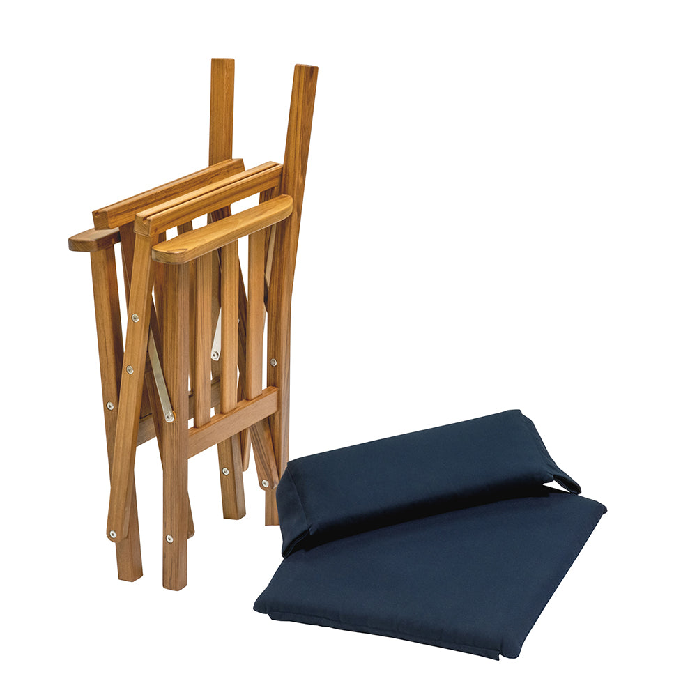 Whitecap Directors Chair II wNavy Cushion Teak 61052