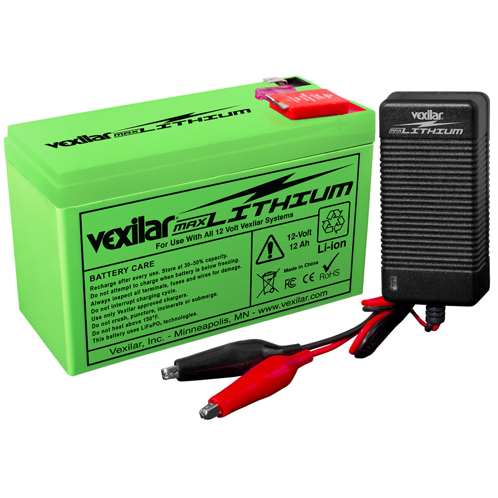 Vexilar 12V 12 AH MAX Lithium Battery wV420L Rapid Charger V220L