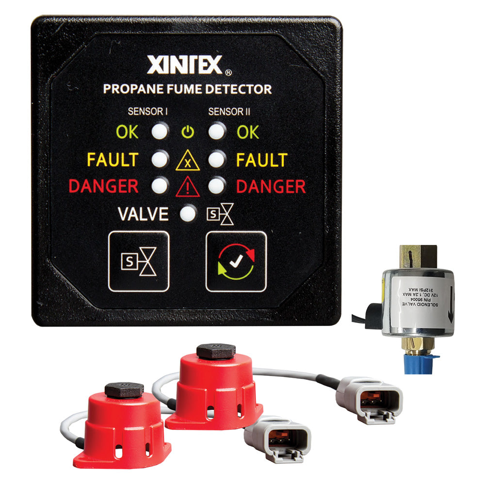 FireboyXintex Propane Fume Detector 2 Channel 2 Sensors Solenoid Valve Control 20 Cable 24V DC P2BS24R
