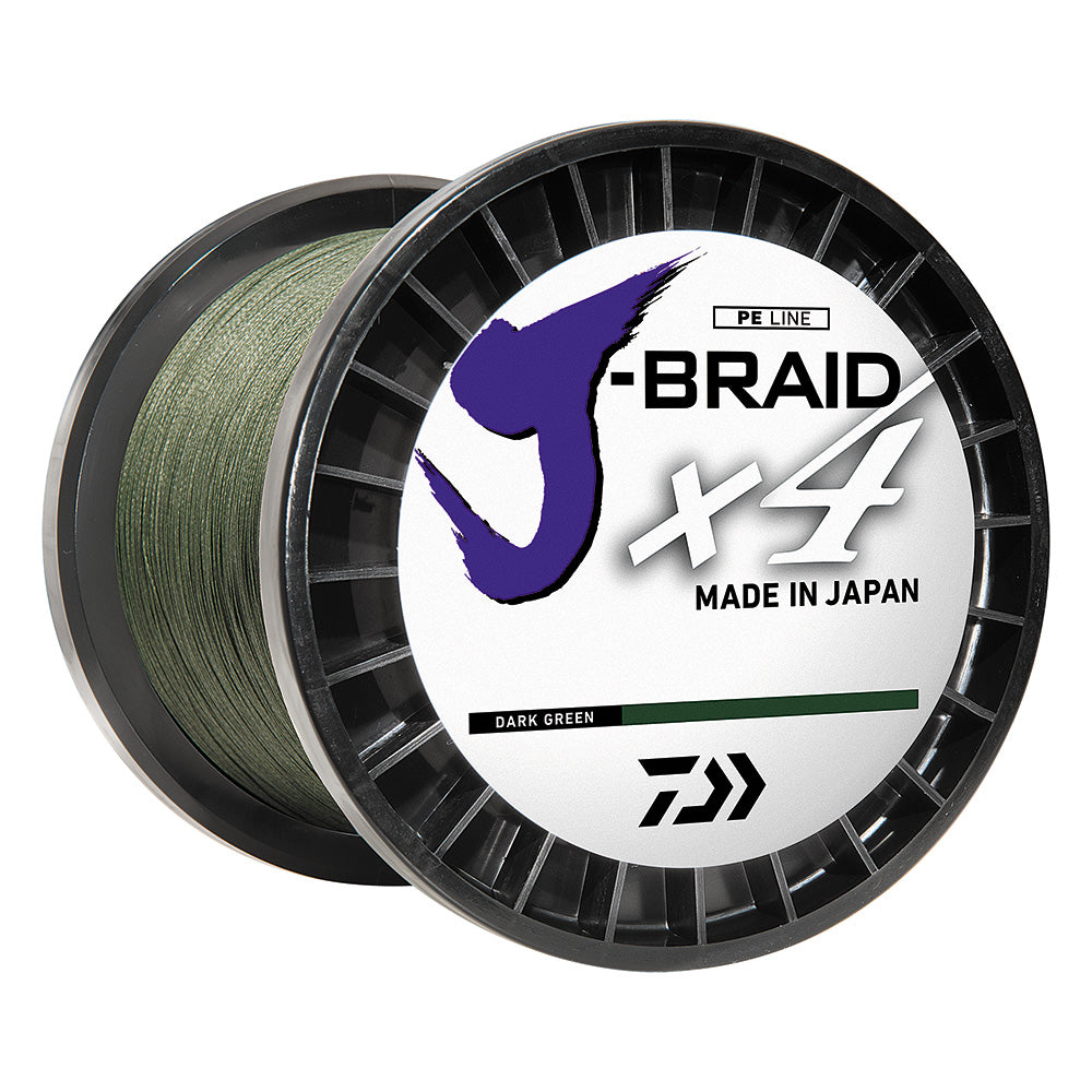 Daiwa JBRAID x4 Braided Line  40lb  300 yds  Dark Green JB4U40300DG