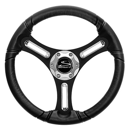 Schmitt Marine Torcello 14 Wheel  03 Series  Polyurethane Wheel wChrome Spoke Inserts  Cap  Black Brushed Spokes  34 