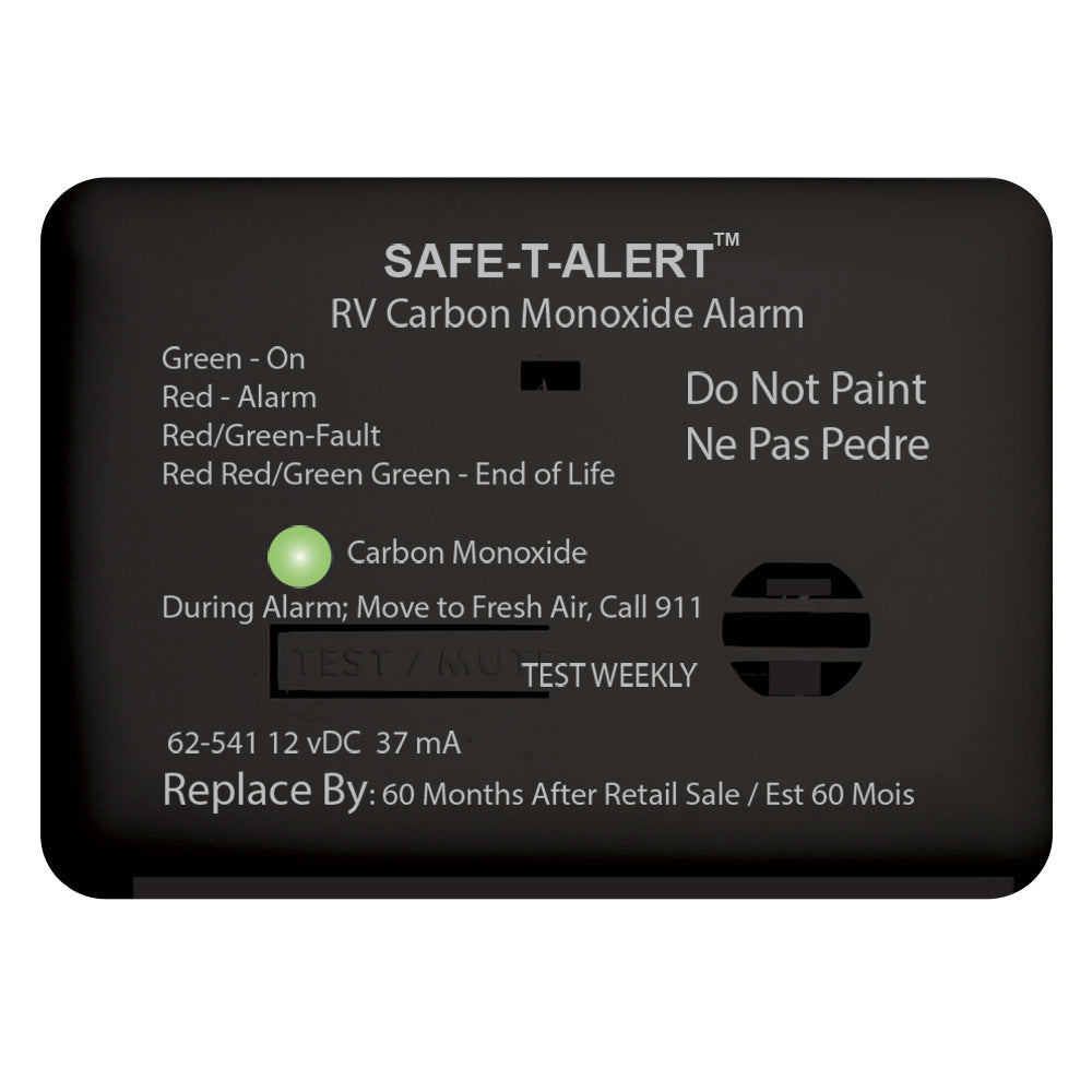SafeTAlert 62 Series Carbon Monoxide Alarm  12V  RV Surface Mount  Black 62541BL