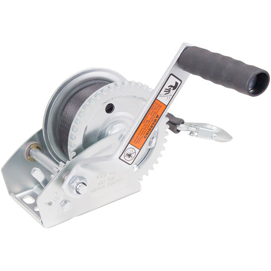 Load Rite SingleSpeed Trailer Winch  1100lbs  20 Strap  7 Handle 608920