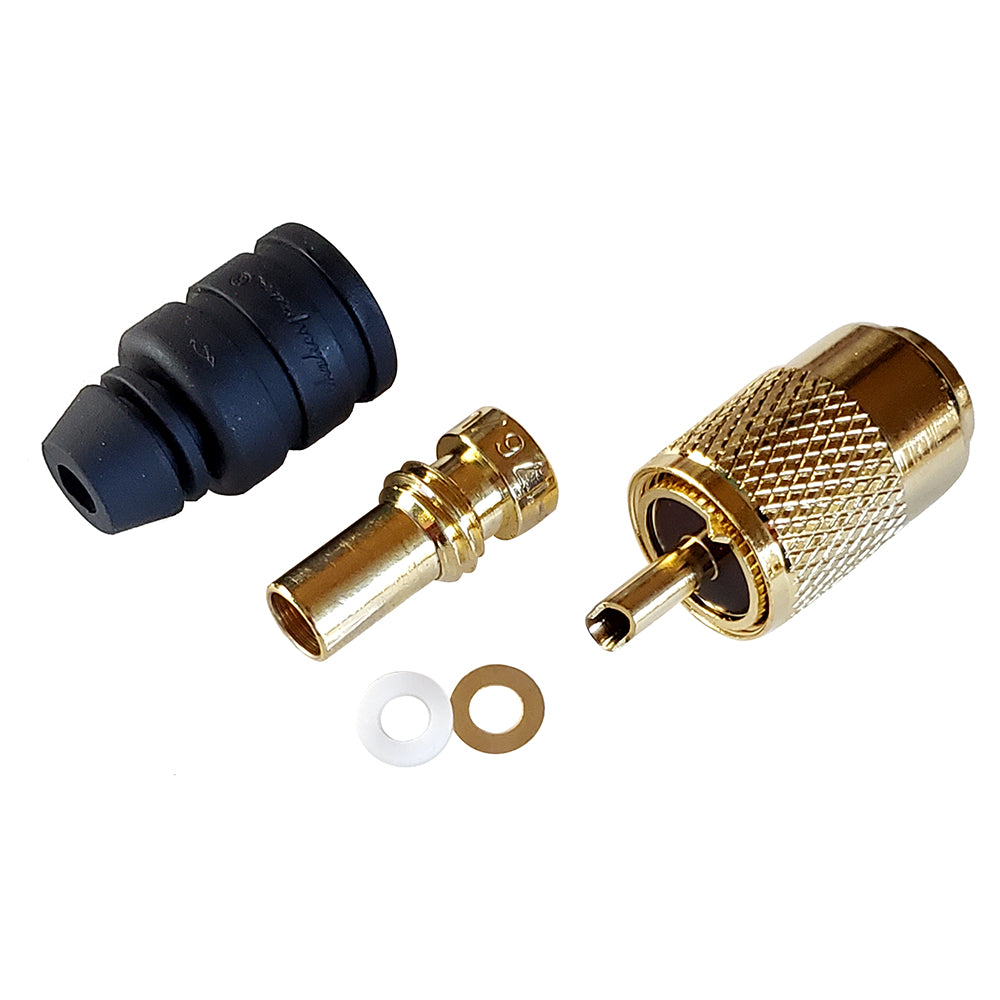 Shakespeare PL25958G Gold SolderType Connector wUG175 Adapter  DooDad Cable Strain Relief fRG58x PL25958G