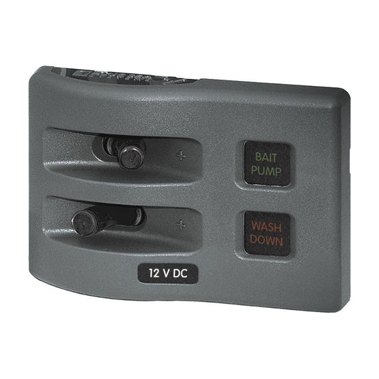 Blue Sea 4302 WeatherDeck Water Resistant Fuse Panel  2 Position  Grey 4302