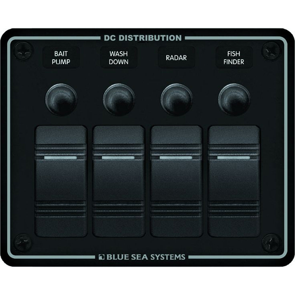 Blue Sea 8372 Water Resistant 4 Position  Black  Horizontal Mount Panel 8372