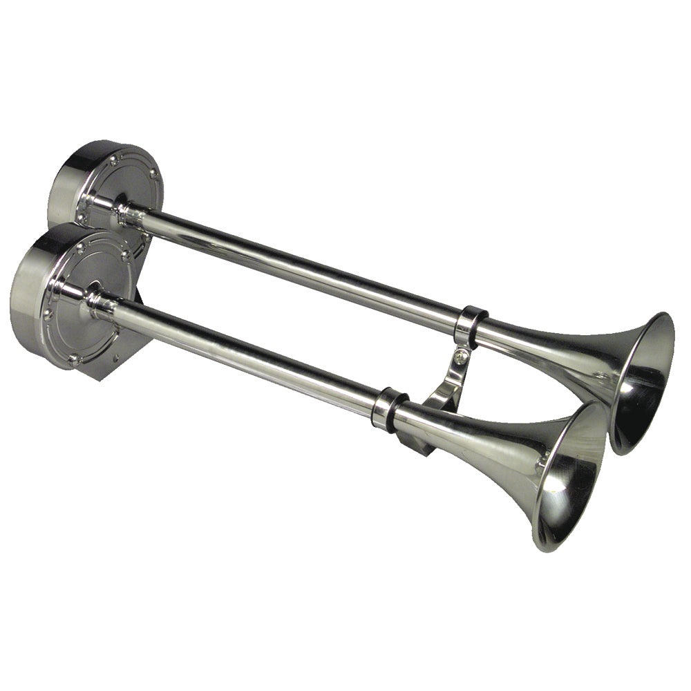Schmitt Marine Deluxe AllStainless Dual Trumpet Horn  12V 10028