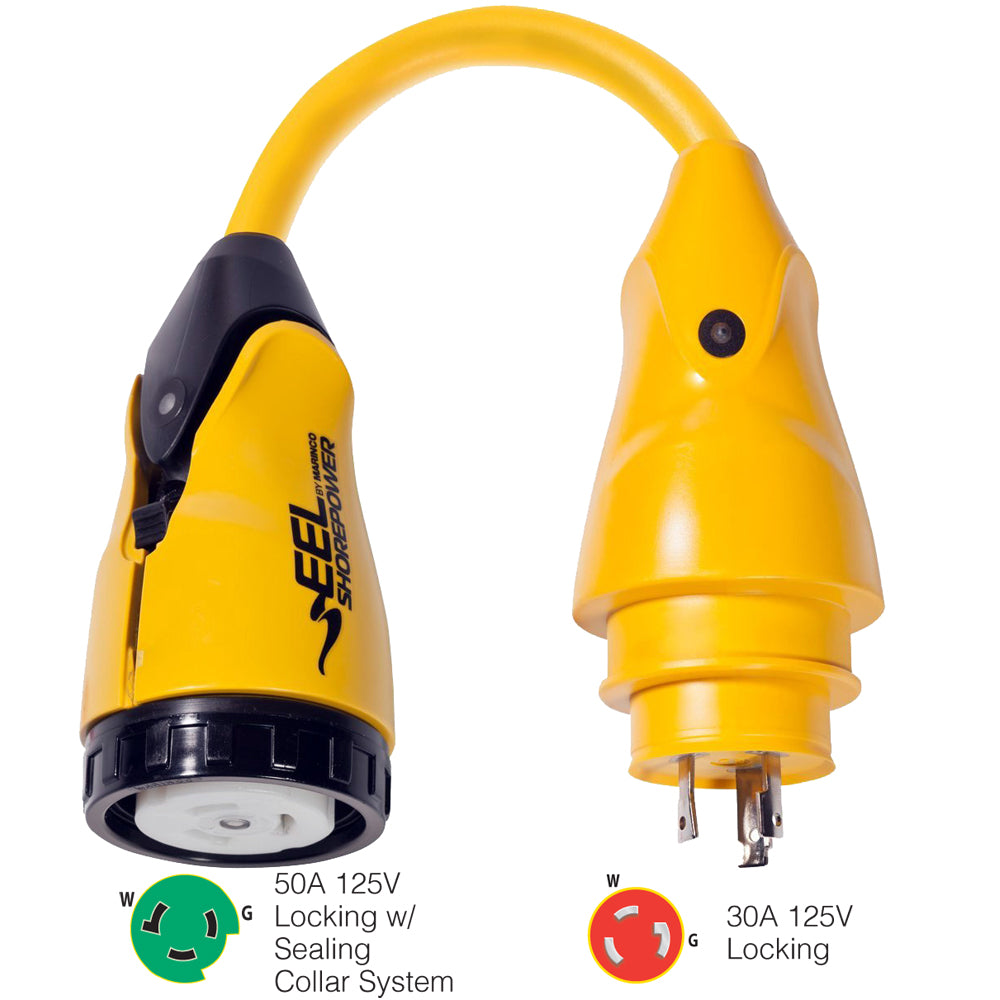 Marinco P30503 EEL 50A125V Female to 30A125V Male Pigtail Adapter  Yellow P30503