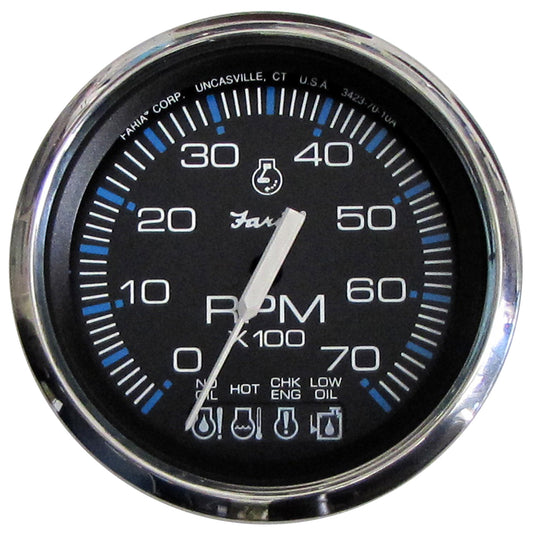 Faria Chesapeake Black SS 4 Tachometer wSystemcheck Indicator  7000 RPM Gas f Johnson  Evinrude Outboard 33750