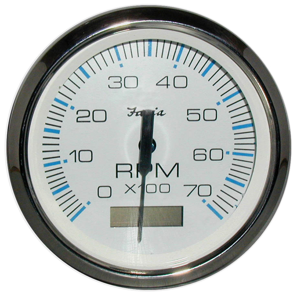 Faria Chesapeake White SS 4 Tachometer wHourmeter  7000 RPM Gas Outboard 33840