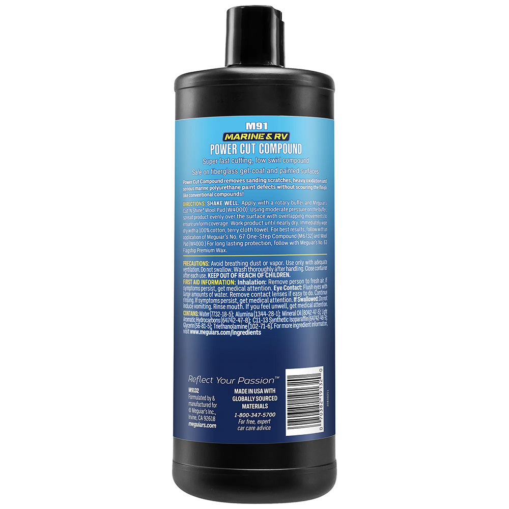 Meguiars 91 MarineRV Pro Grade Power Cut Compound  32oz M9132