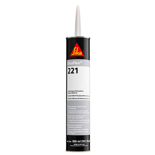 Sika Sikaflex 221 MultiPurpose Polyurethane SealantAdhesive  103oz 300ml Cartridge  White 90891
