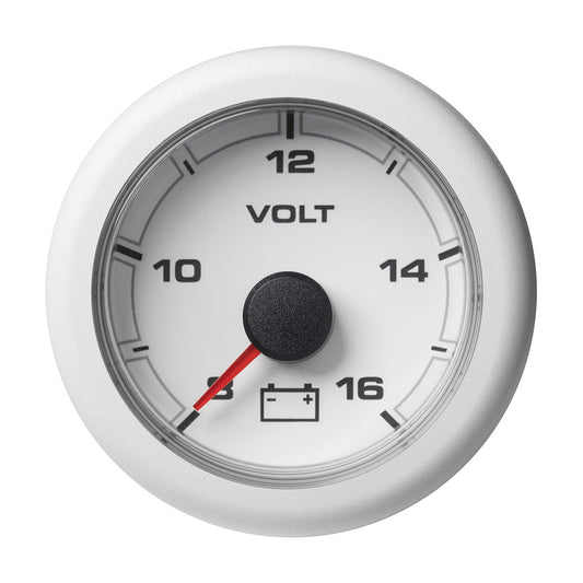 Veratron 52MM 2116 OceanLink Battery Voltage Gauge  8 to 16V  White Dial  Bezel A2C1066110001