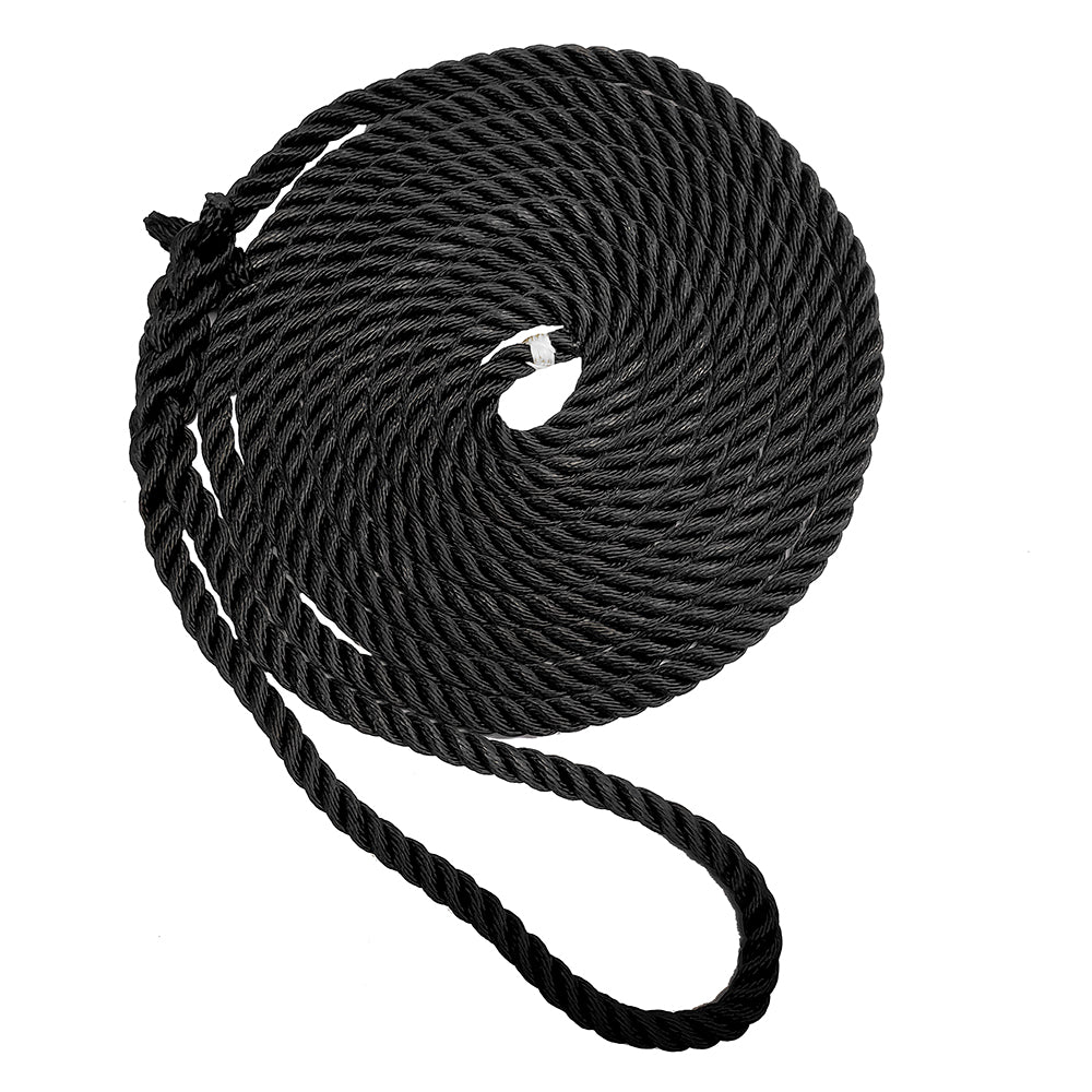 New England Ropes 58 Premium 3Strand Dock Line  Black  50 C60542000050