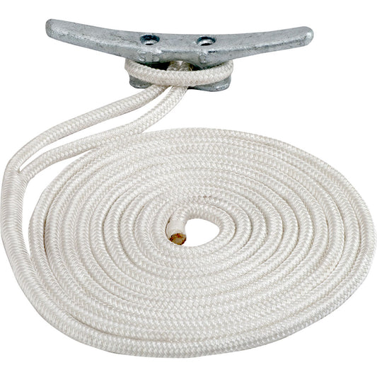 SeaDog Double Braided Nylon Dock Line  38 x 20  White 302110020WH1
