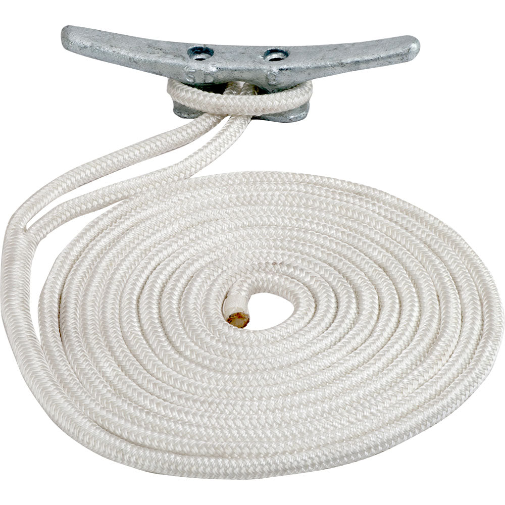 SeaDog Double Braided Nylon Dock Line  12 x 25  White 302112025WH1