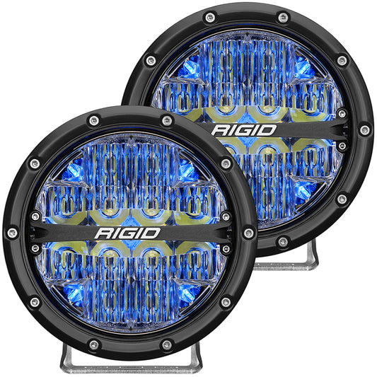 RIGID Industries 360Series 6 LED OffRoad Fog Light Spot Beam wBlue Backlight  Black Housing 36202