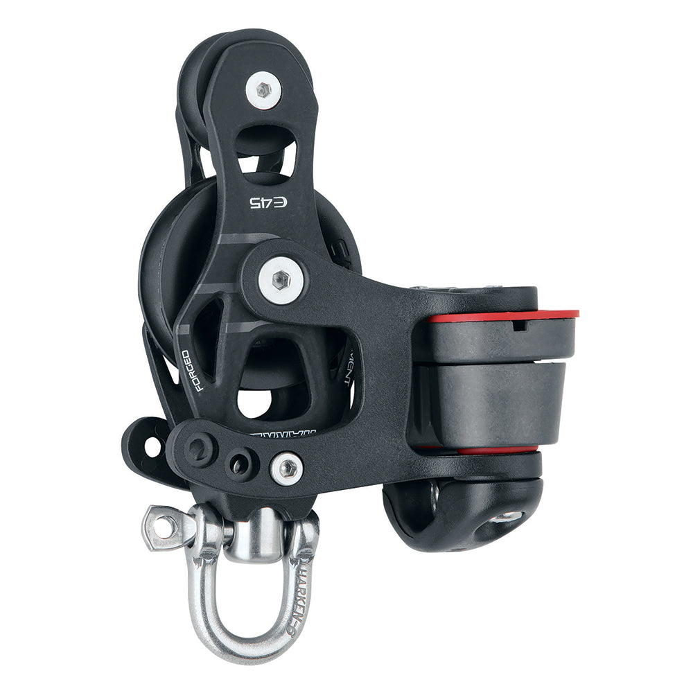 Harken 45mm Single Aluminum Element Fiddle Block wSwivel  150 Cam Cleat 6235