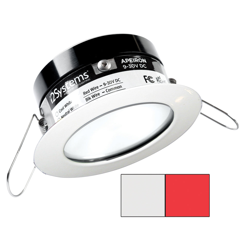 i2Systems Apeiron PRO A503  3W Spring Mount Light  Round  Cool White  Red  White Finish A50331AAGH
