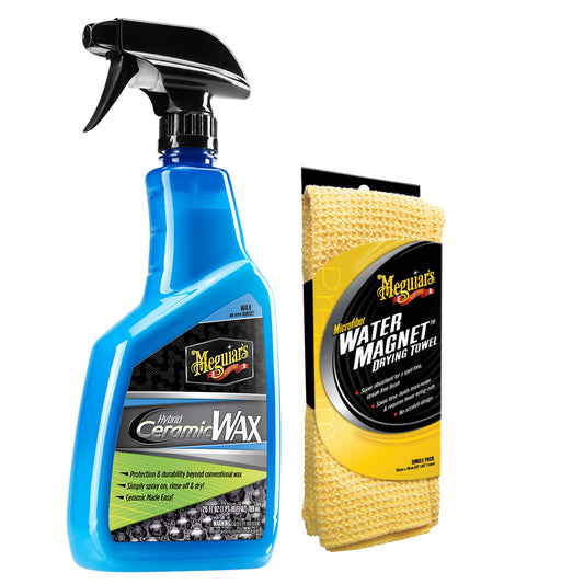 Meguiars Hybrid Ceramic Wax wWater Magnet Microfiber Drying Towel  22 x 30 G190526X2000KIT