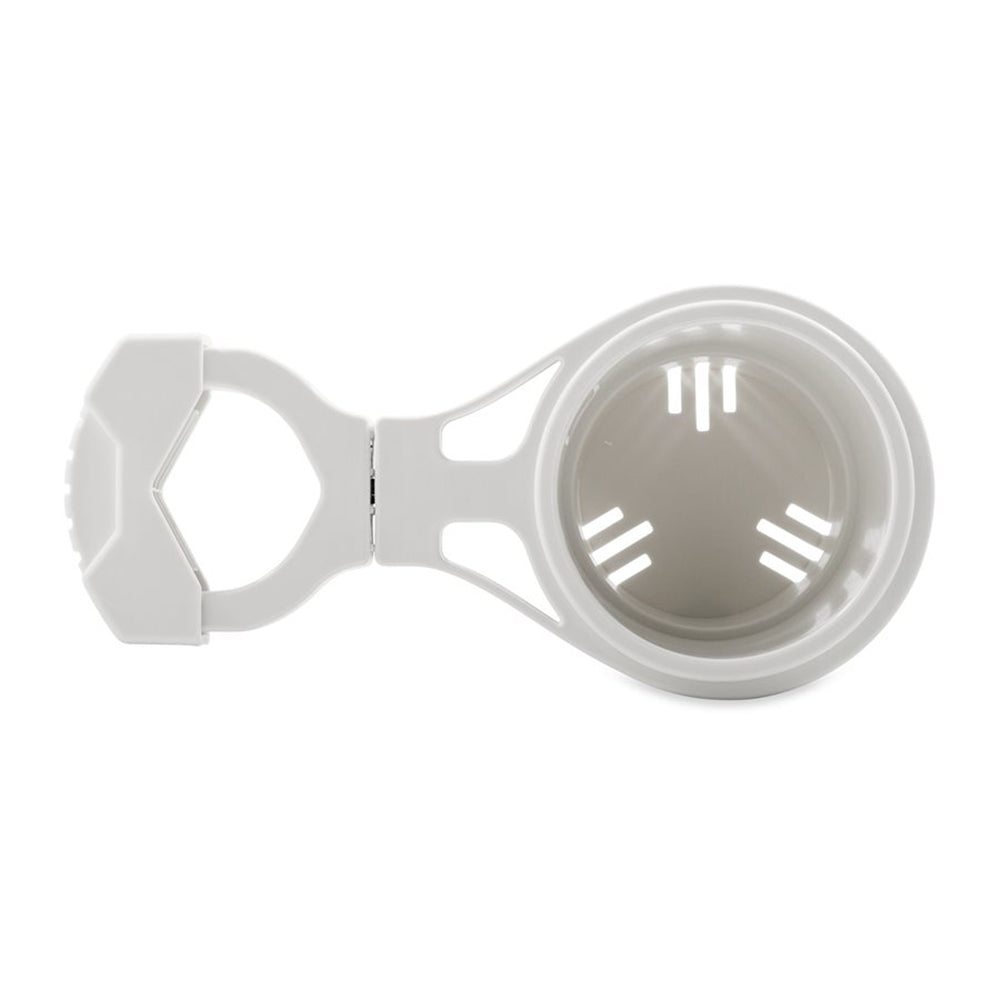 Camco ClampOn Rail Mounted Cup Holder  Large for Up to 2 Rail  White 53083