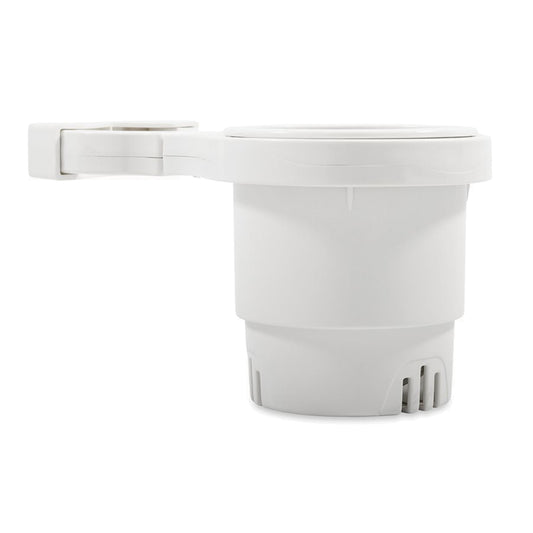 Camco ClampOn Rail Mounted Cup Holder  Small for Up to 114 Rail  White 53086