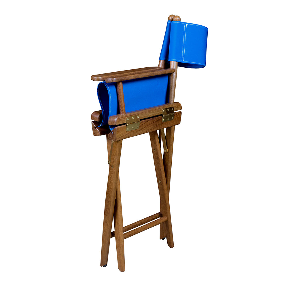 Whitecap Directors Chair wBlue Seat Covers  Teak 60041