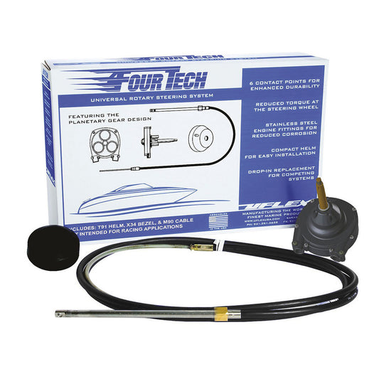 Uflex Fourtech 17 Black Mach Rotary Steering System with Helm Bezel  Cable FOURTECHBLK17