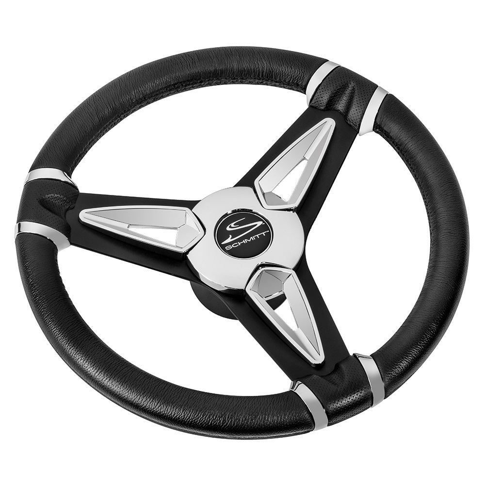 Schmitt Marine PU50 14 Wheel  Chrome Cap  Spoke Inserts  Black Spokes  34 Tapered Shaft PU501404