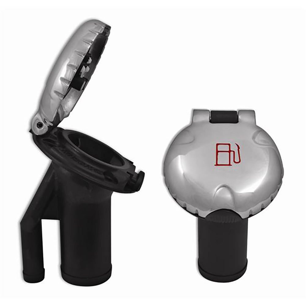 Attwood Deck Fill fPressure Relief Systems  Angled Body  Scalloped Stainless Steel Cap 99DFPVAS1S