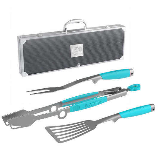 Toadfish Ultimate Grill Set  Case  Tongs Spatula  Fork 1092
