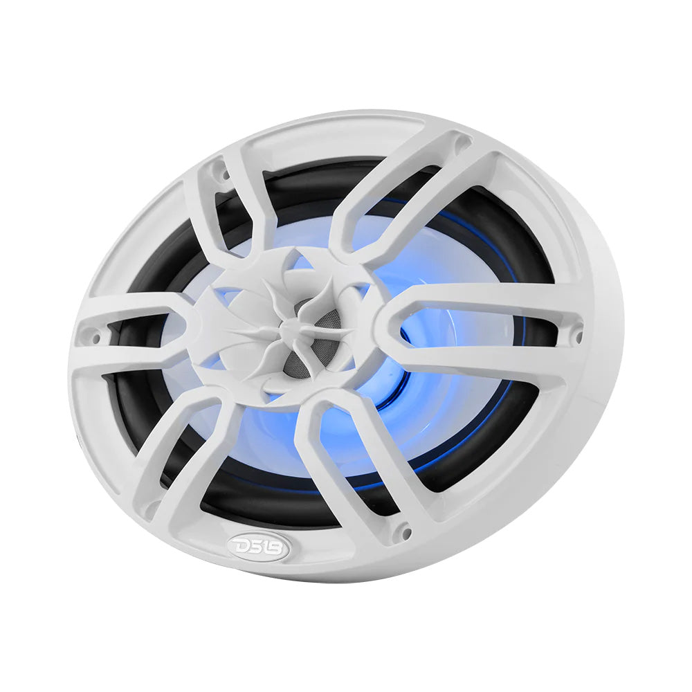 DS18 HYDRO 6 x 9 2Way Marine Speakers wIntegrated RGB LED Lights  375W  White NXL69WH